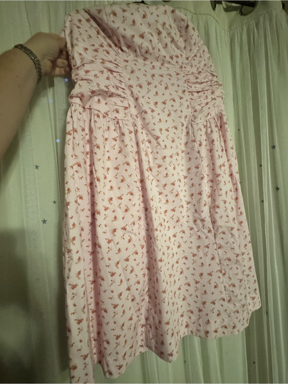 wild fable Pink Strapless Floral A-Line Dress MIDI